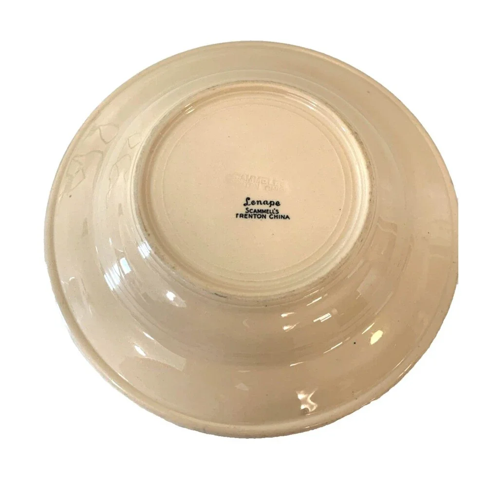 Lenape Scammell's China Soup/Pasta Bowl Restaurant Ware Desert Tan Red Stripe 9